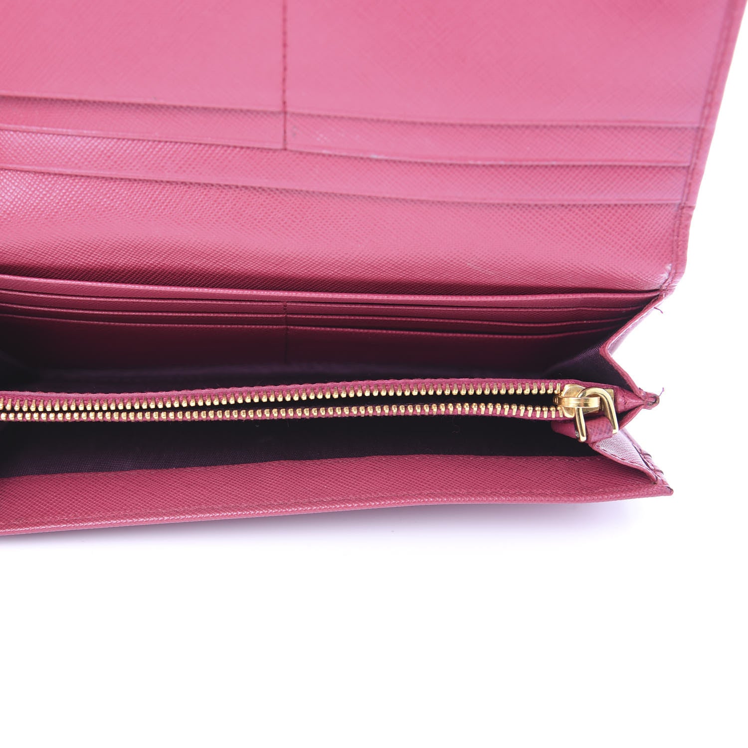 Prada Saffiano Metal Continental Flap Wallet Peonia 5 of 10