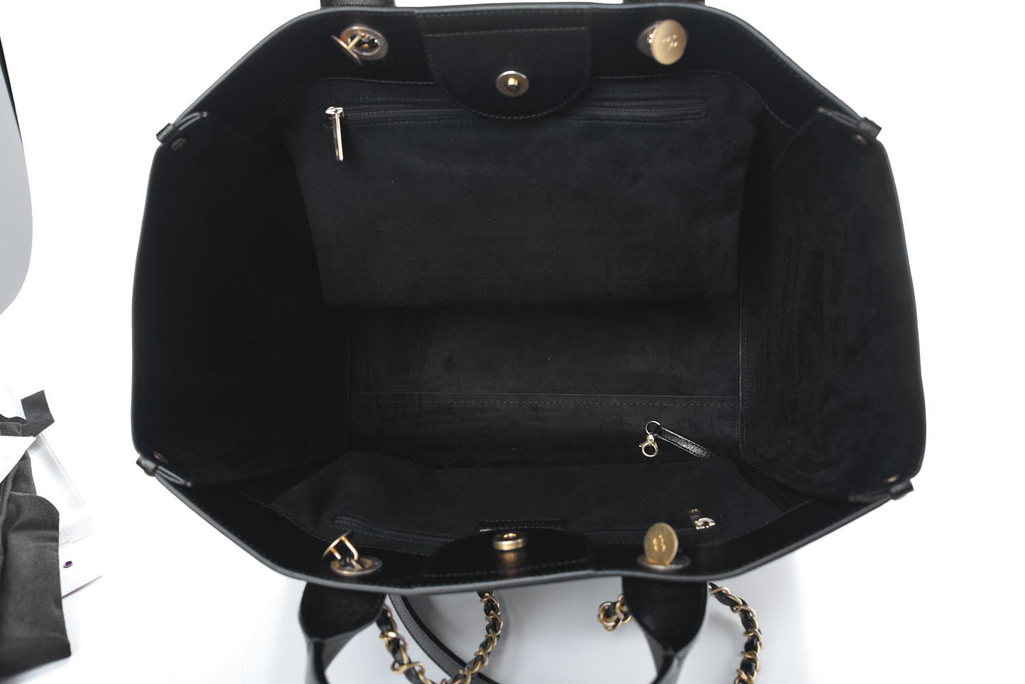 Caviar Medium Studded Deauville Tote Black