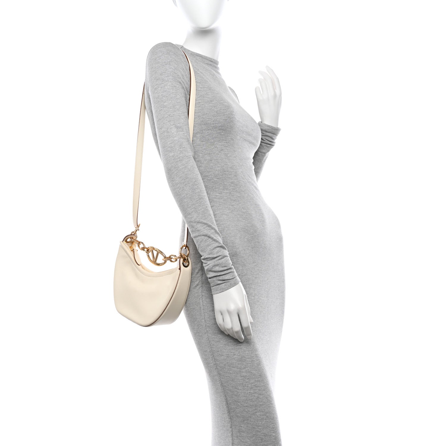 Valentino Garavani Nappa Mini Vlogo Moon Hobo Bag Ivory 2 of 20