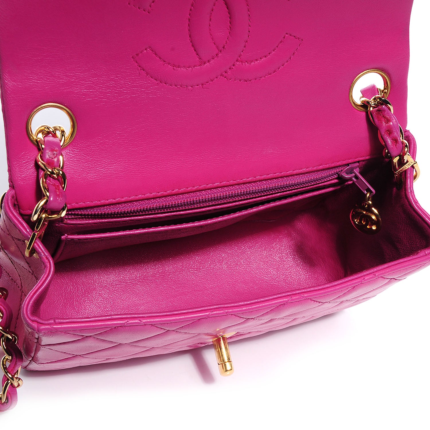 Chanel Lambskin Quilted Mini Square Flap Fuchsia 6 of 7