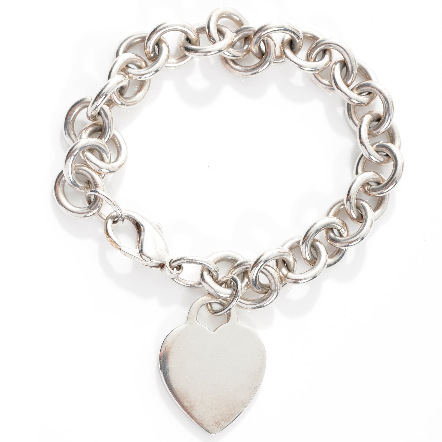 Sterling Silver Heart Tag Charm Bracelet