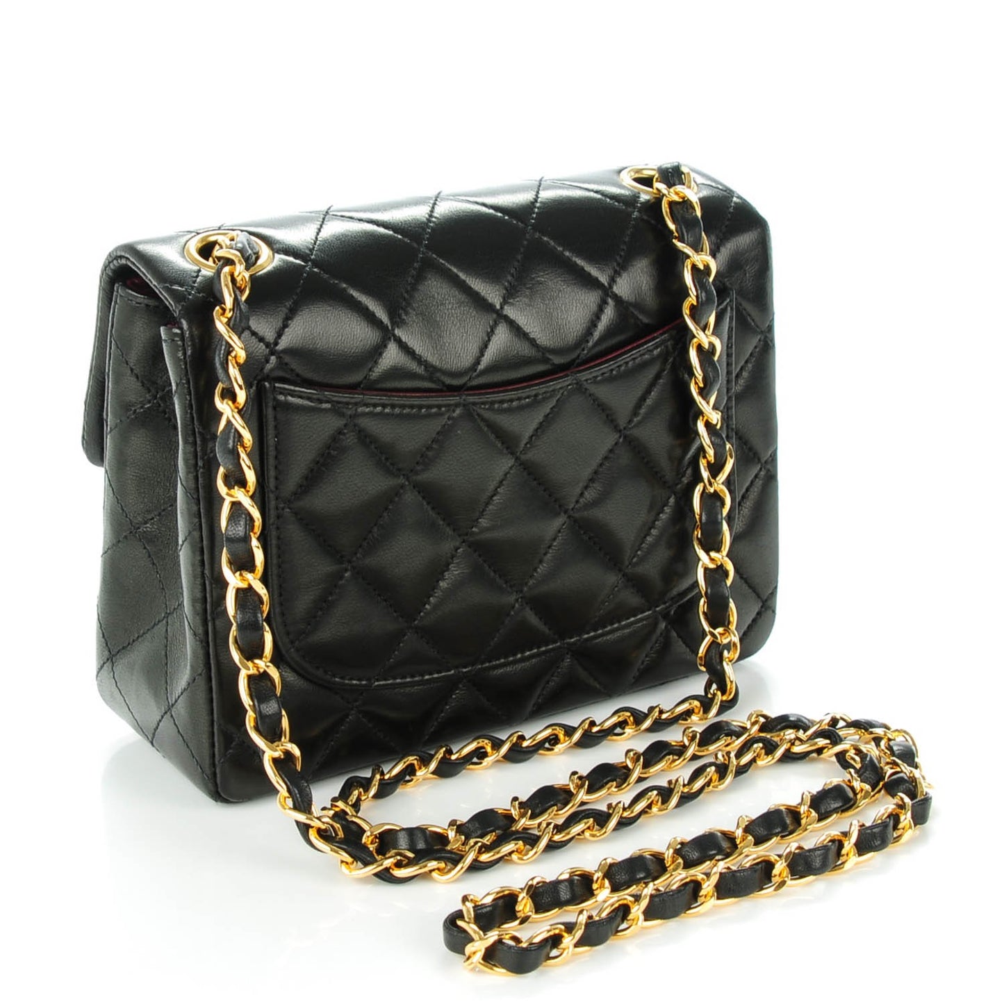 Lambskin Quilted Mini Square Flap Black