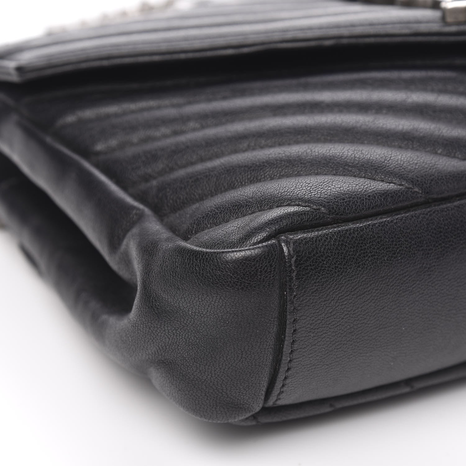 Saint Laurent Sheepskin Matelasse Chevron Monogram Medium College Bag Black 8 of 15