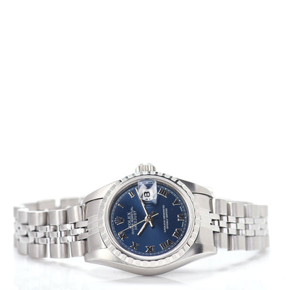 Rolex Stainless Steel 26mm Oyster Perpetual Datejust Watch Blue Roman 79240 2 of 5