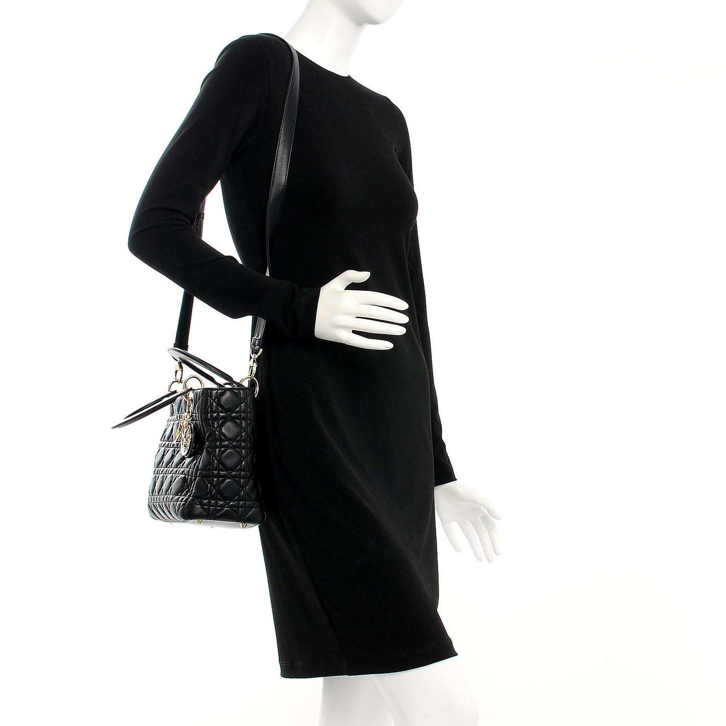 Lambskin Cannage Medium Supple Lady Dior Black
