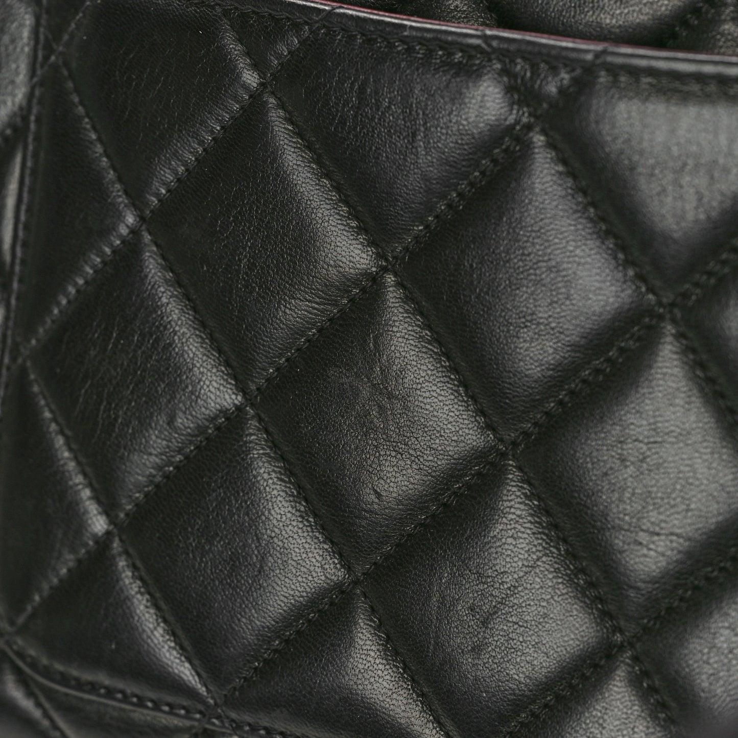 Lambskin Quilted Top Handle Bag Black