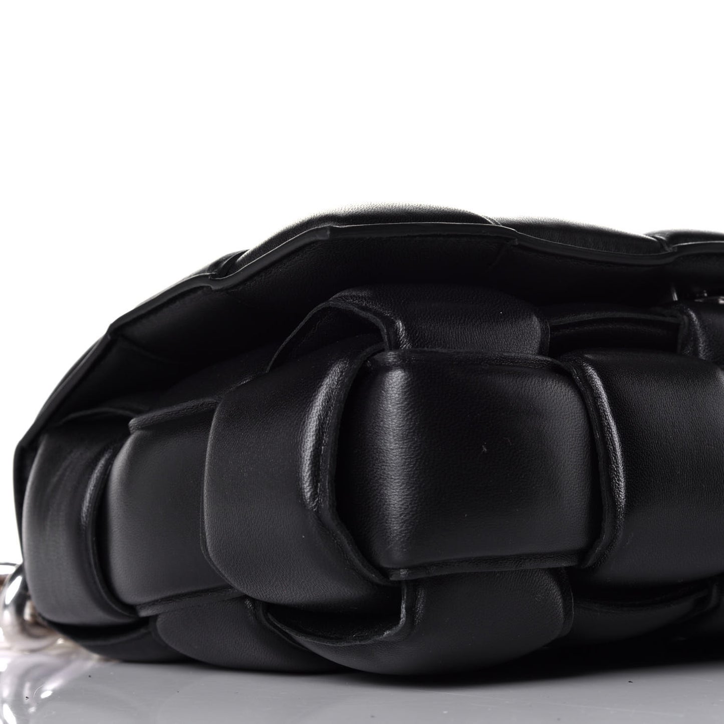Lambskin Maxi Intreccio Padded Chain Cassette Crossbody Bag Black