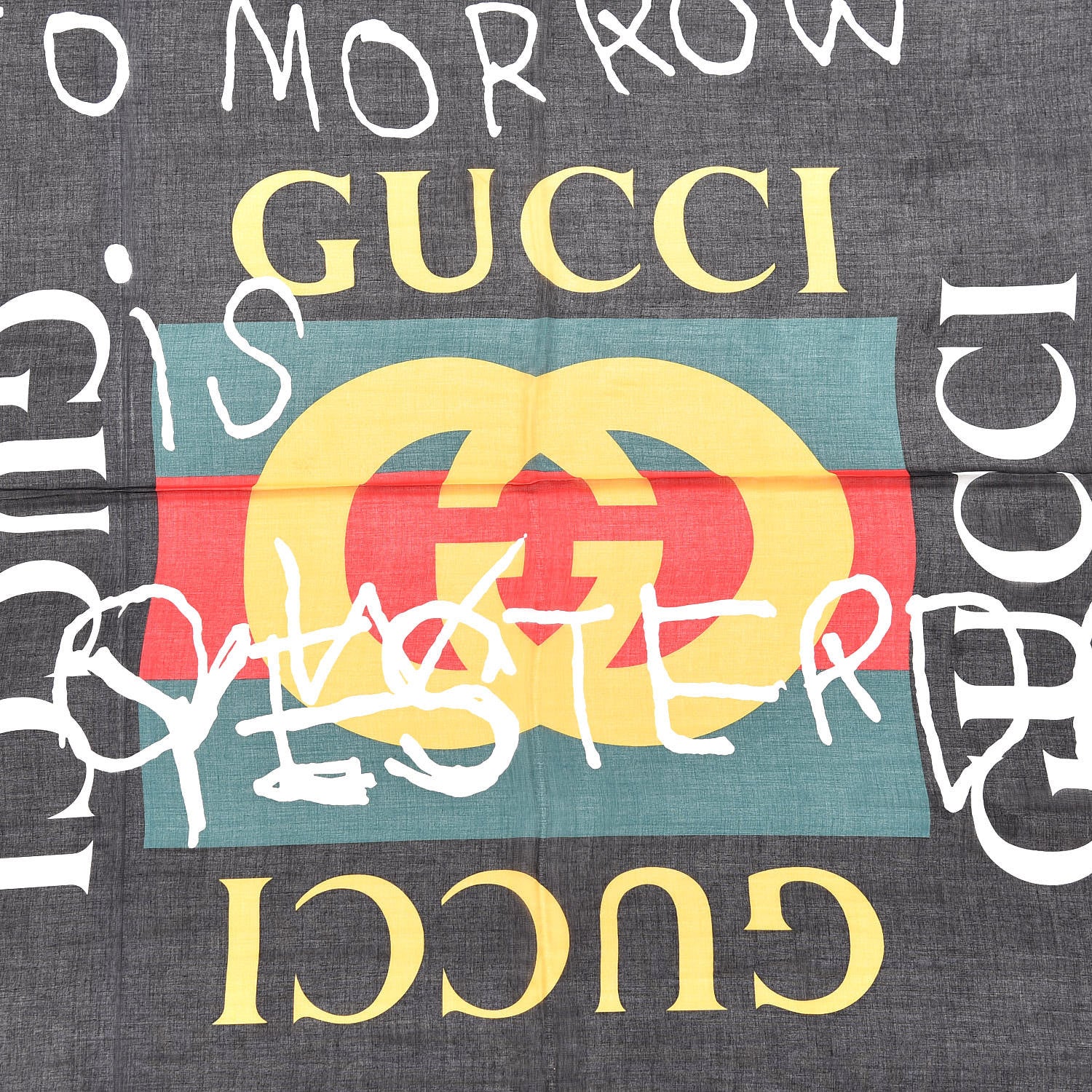 Gucci Modal Silk Coco Capitan Logo Square Scarf Black 3 of 5
