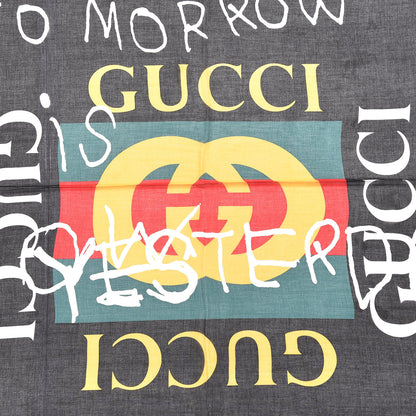 Gucci Modal Silk Coco Capitan Logo Square Scarf Black 3 of 5