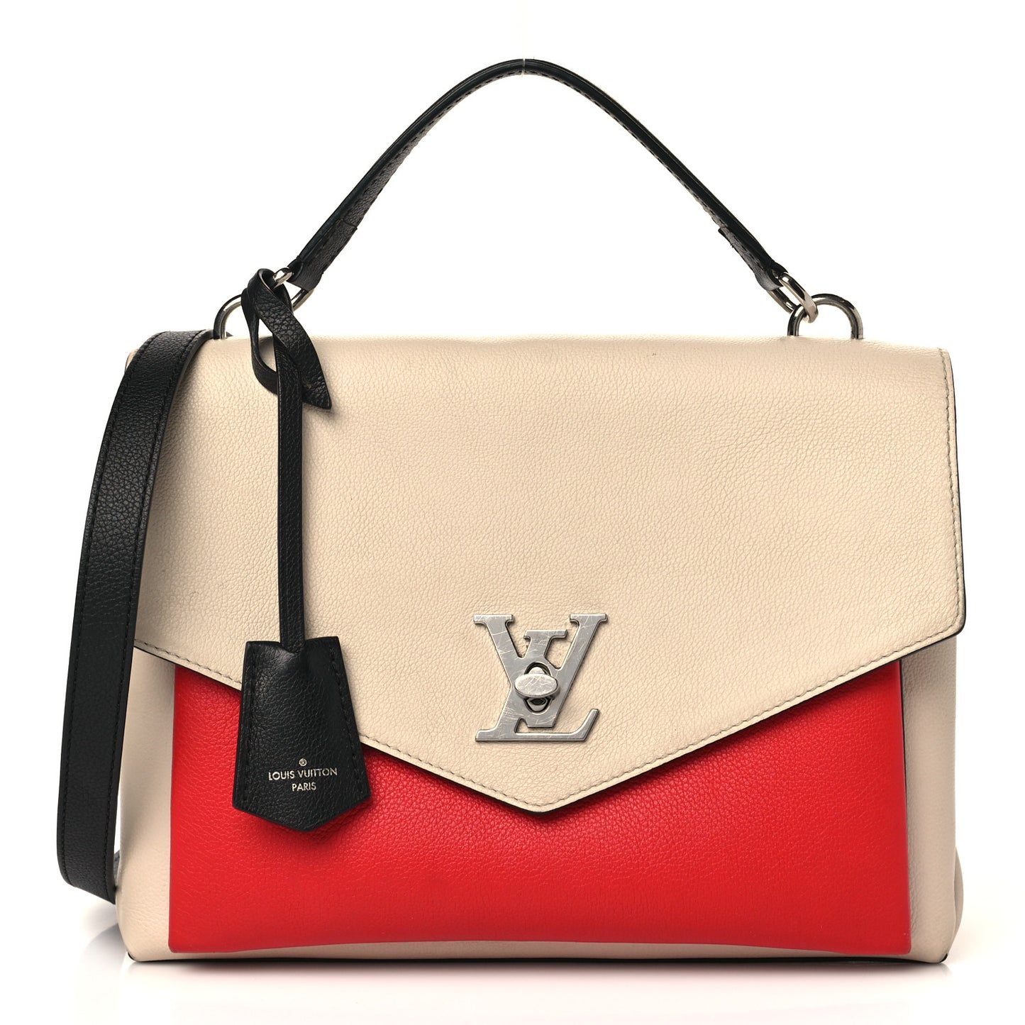 Soft Calfskin My Lockme Top Handle Kabuki Red Quartz Black