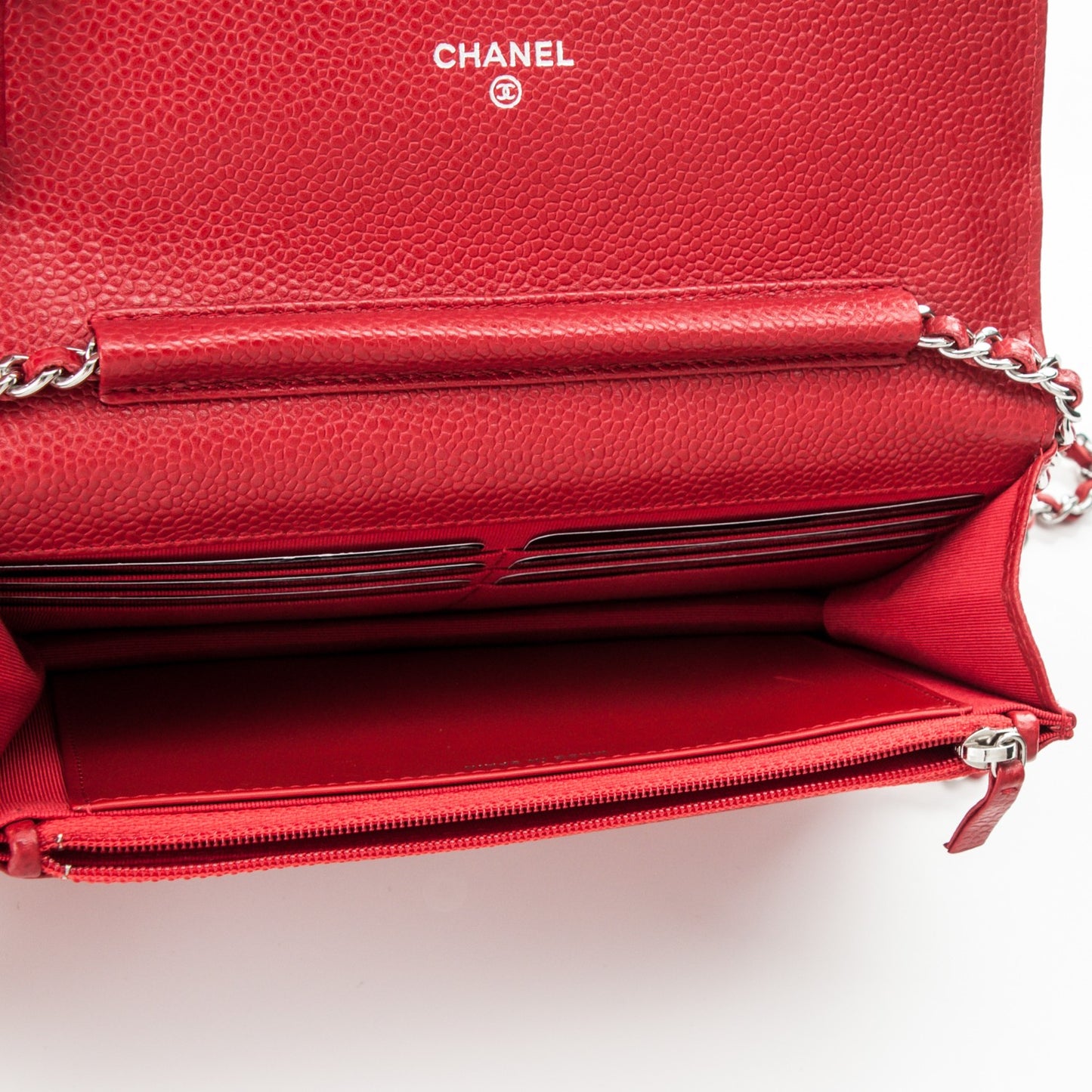 Caviar Quilted Wallet On Chain WOC Red