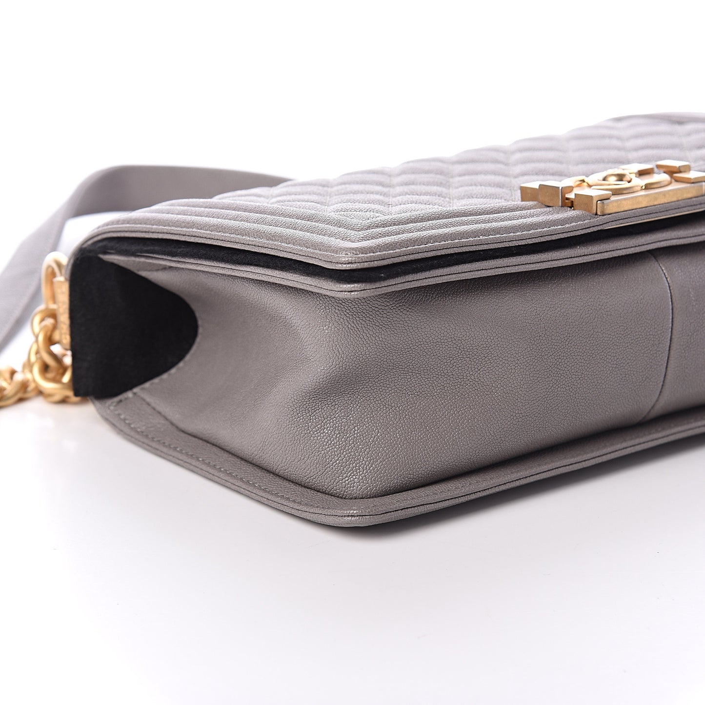 Caviar Quilted Medium Boy Flap Grey