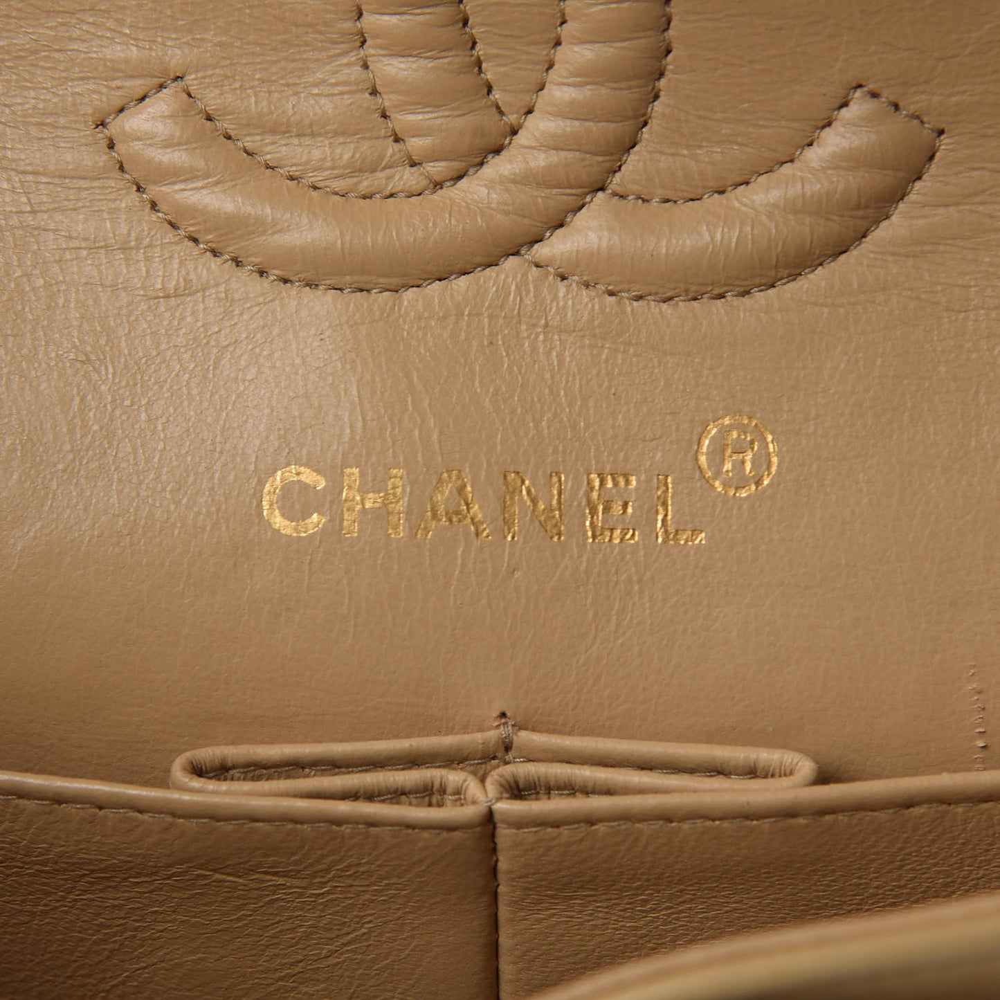 Lambskin Quilted Small Double Flap Beige