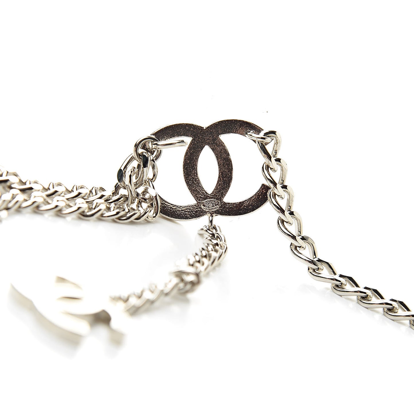 Enamel CC Ceinture Fantai Adjustable Belt Silver White