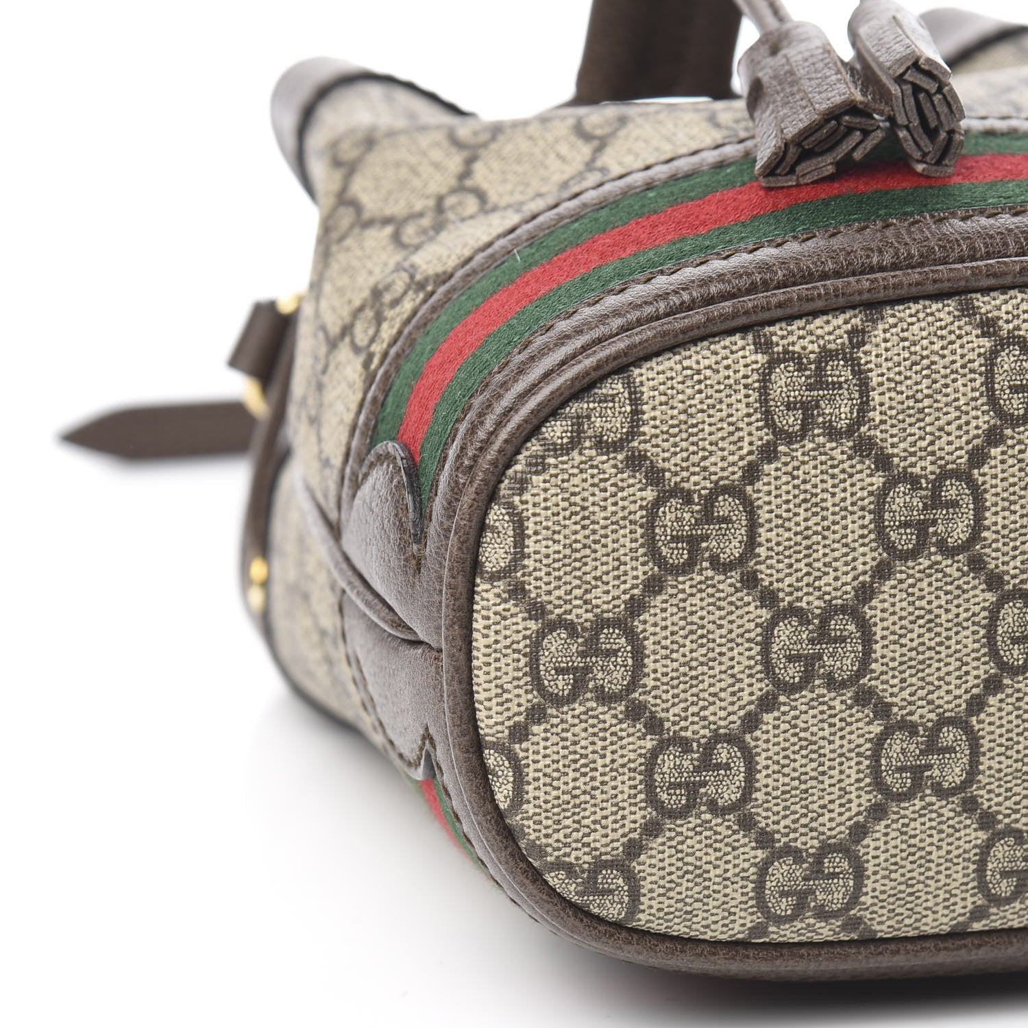 Gucci GG Supreme Monogram Web Mini Ophidia Bucket Bag Brown 8 of 10