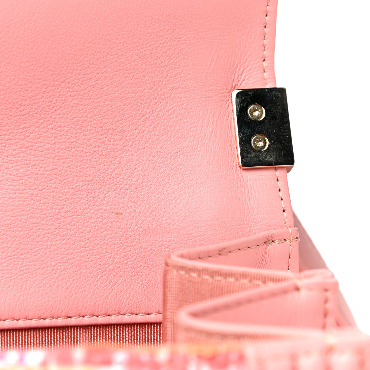 Calfskin Tweed Quilted North South Boy Flap Pink