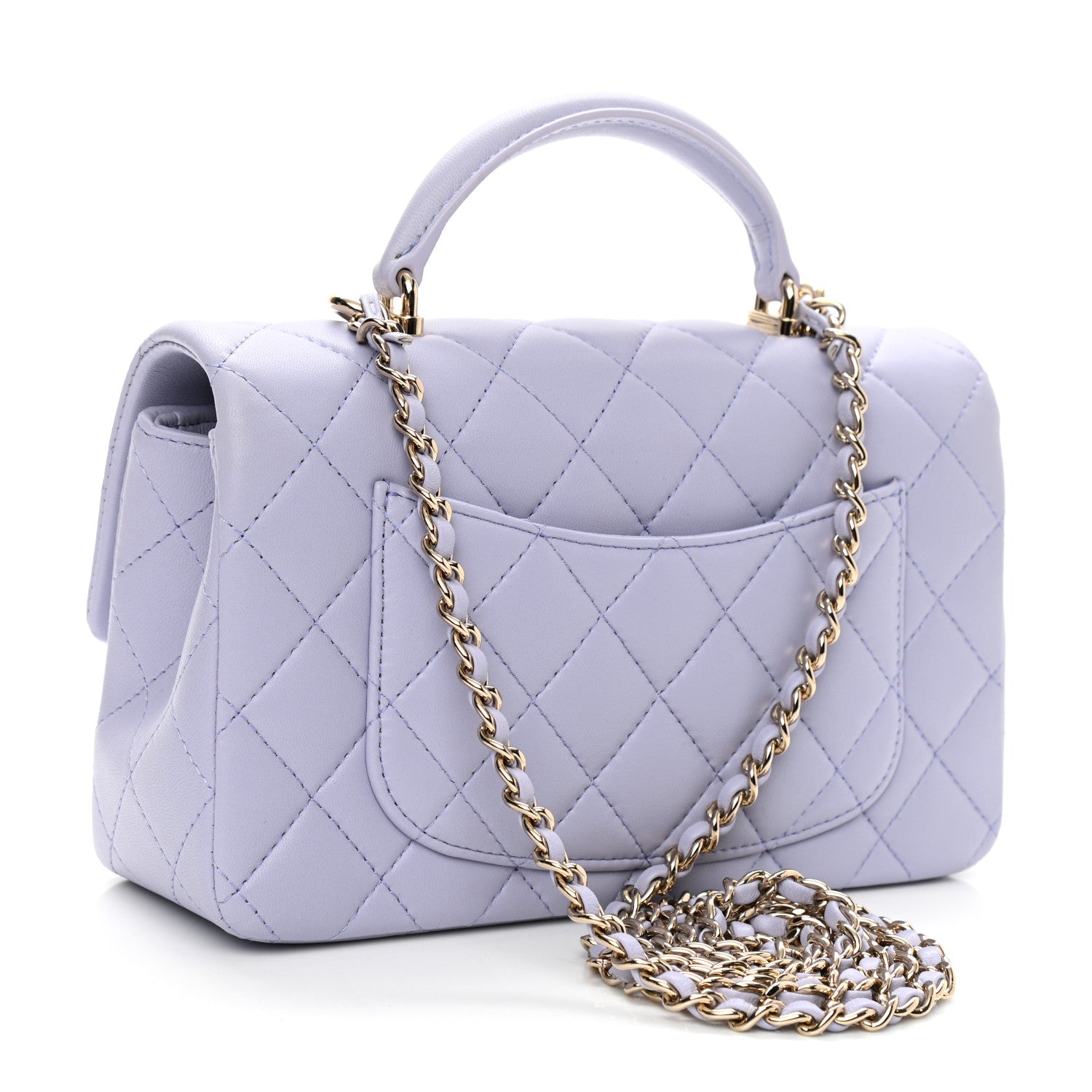 Chanel Lambskin Quilted Mini Top Handle Rectangular Flap Light Purple 2 of 9