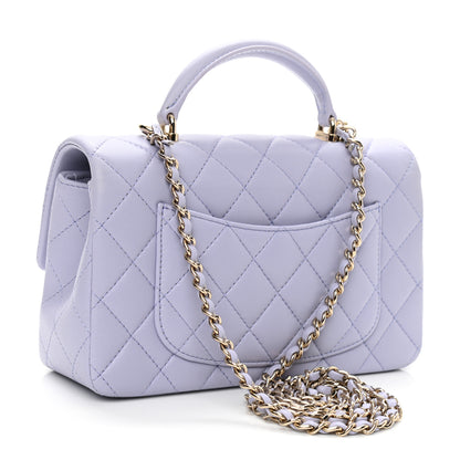 Chanel Lambskin Quilted Mini Top Handle Rectangular Flap Light Purple 2 of 9