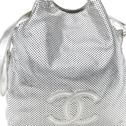Chanel Metallic Glazed Calfskin Perforated Medium Rodeo Drive Tote Silver 8 of 11
