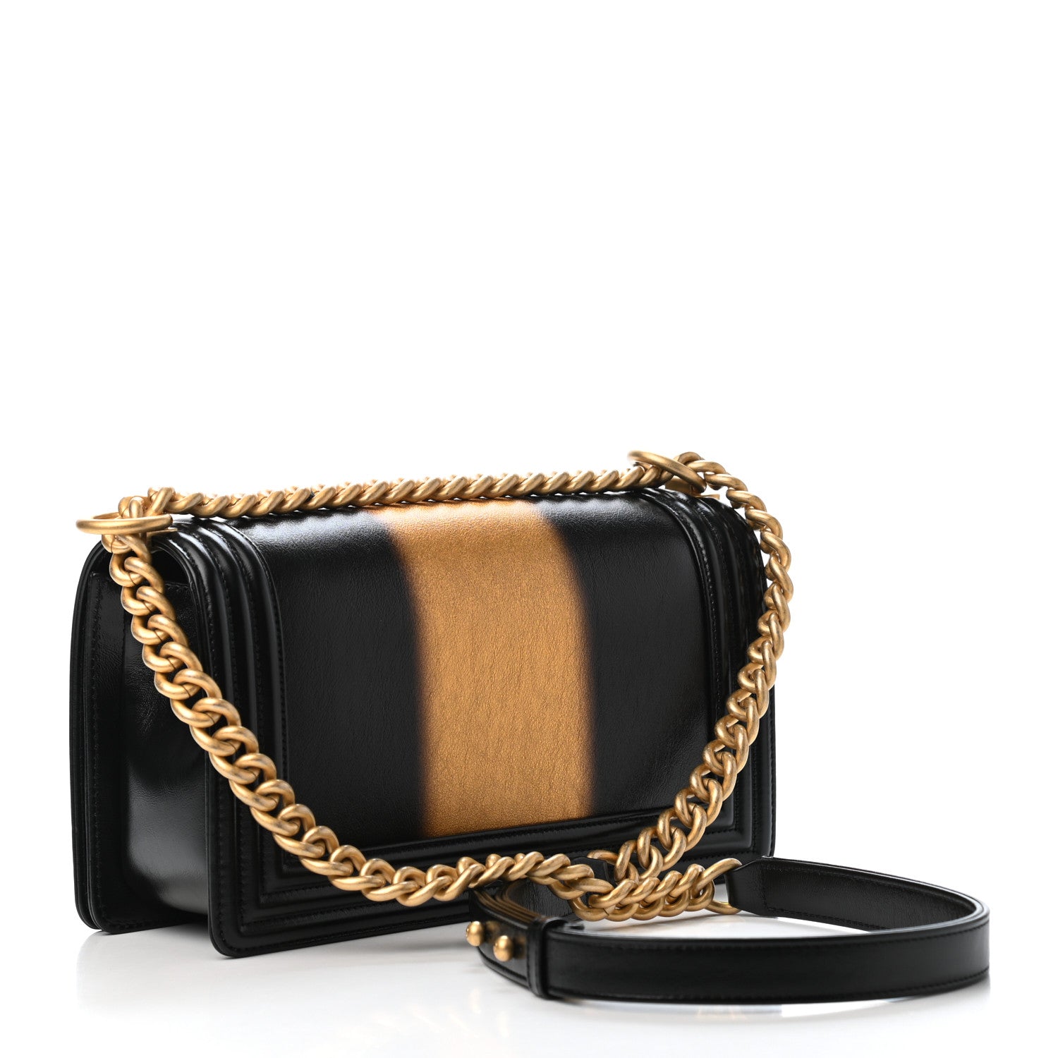Chanel Metallic Glazed Calfskin Medium Boy Flap Black Gold 2 of 4
