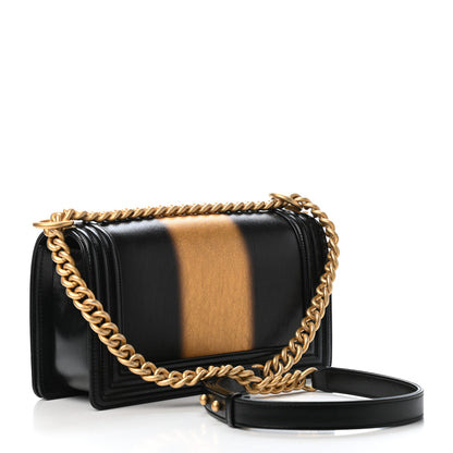 Chanel Metallic Glazed Calfskin Medium Boy Flap Black Gold 2 of 4