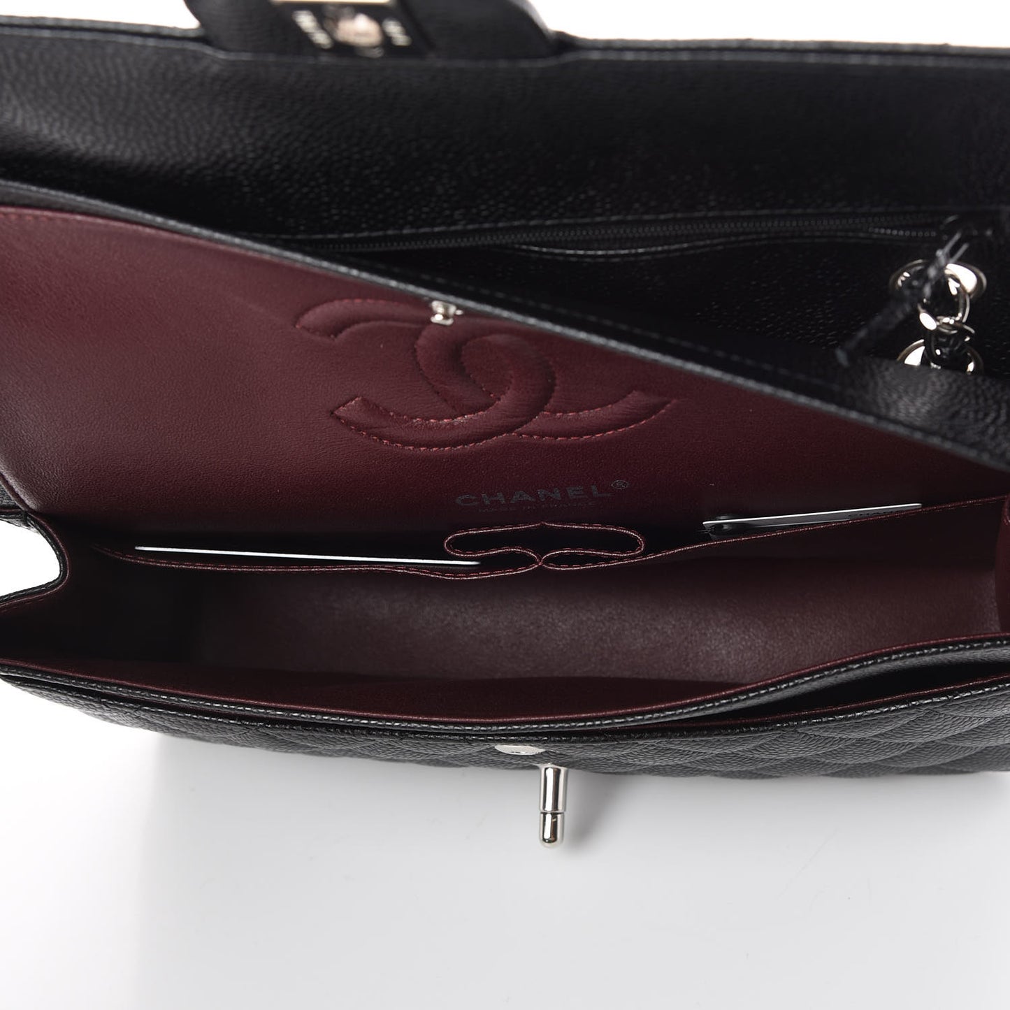 Caviar Quilted Medium Double Flap Black