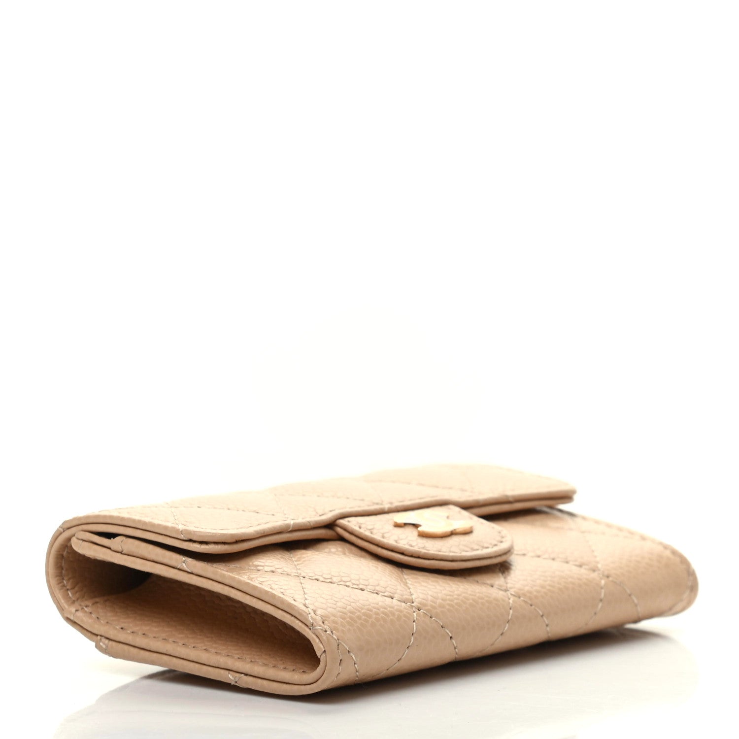 Chanel Caviar Quilted Flap Card Holder Wallet Beige 4 of 9