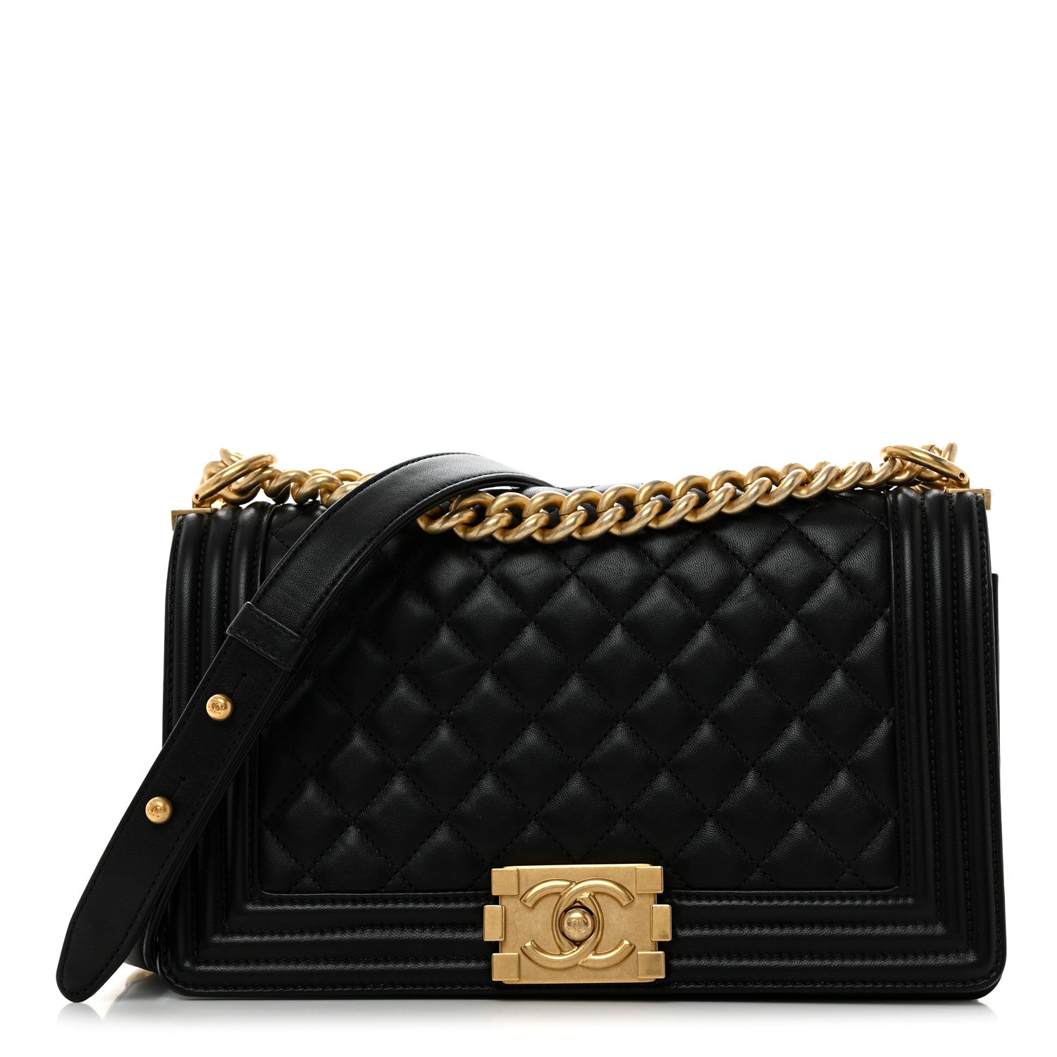 Chanel Lambskin Quilted Medium Boy Flap Black 1 of 12