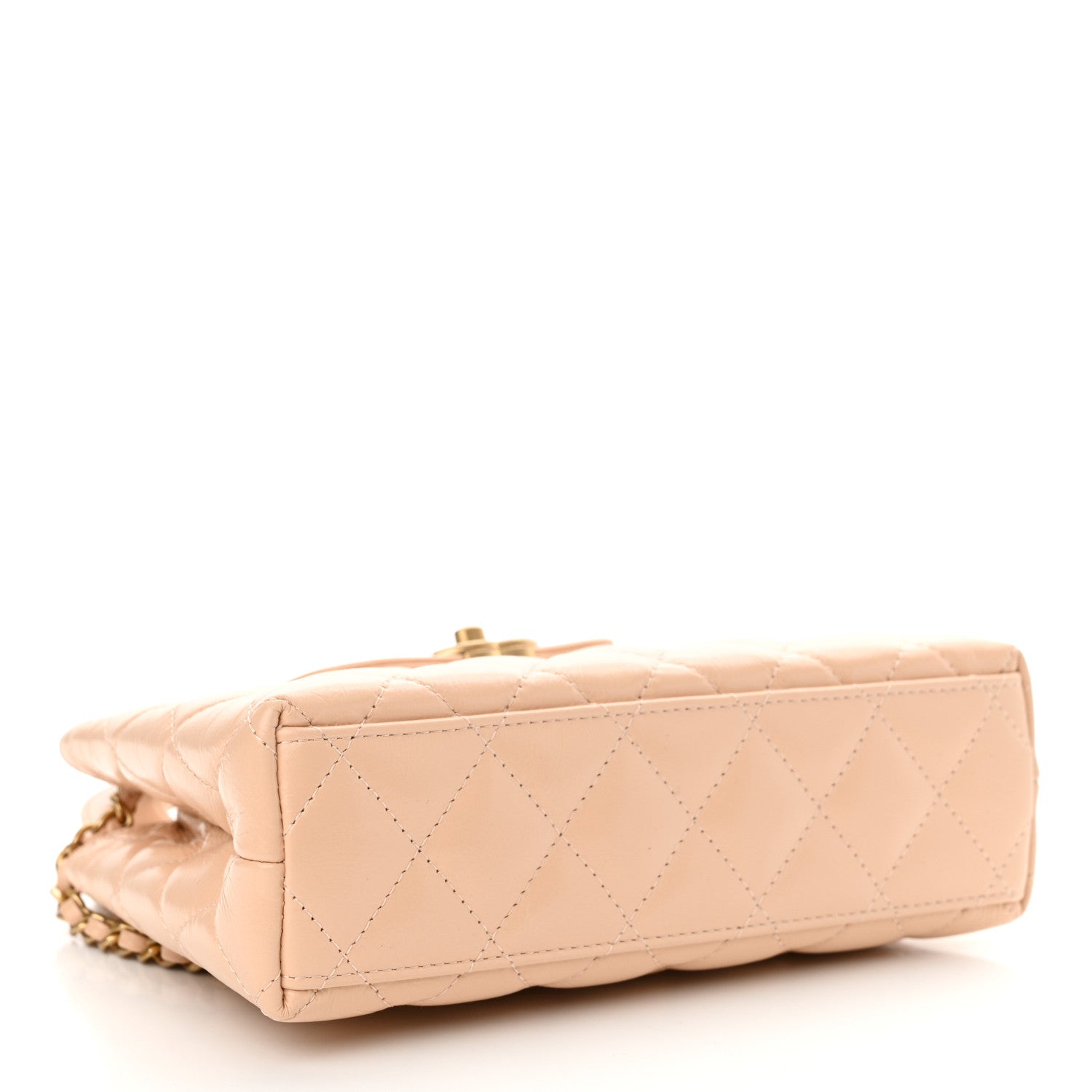 Chanel Shiny Aged Calfskin Quilted Nano Kelly Shopper Beige 4 of 10