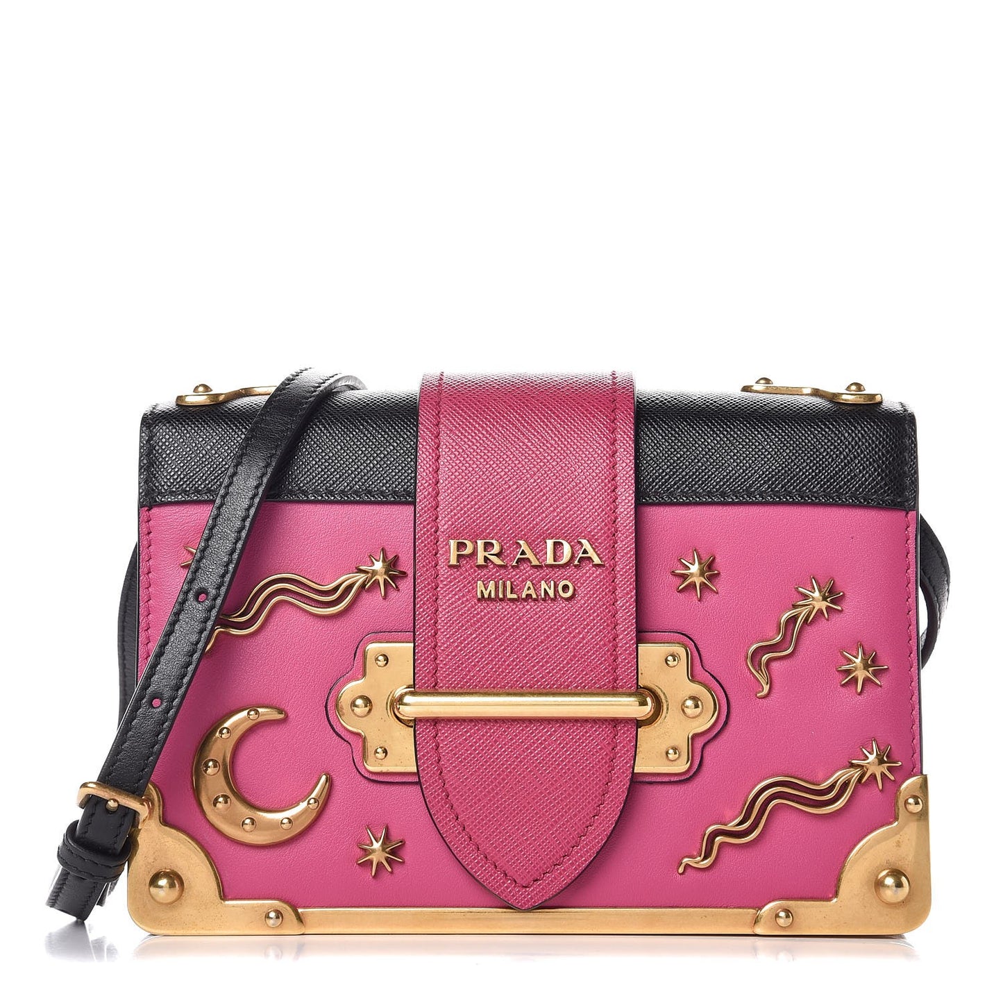 City Calf Saffiano Astrology Cahier Bag Fuxia Black