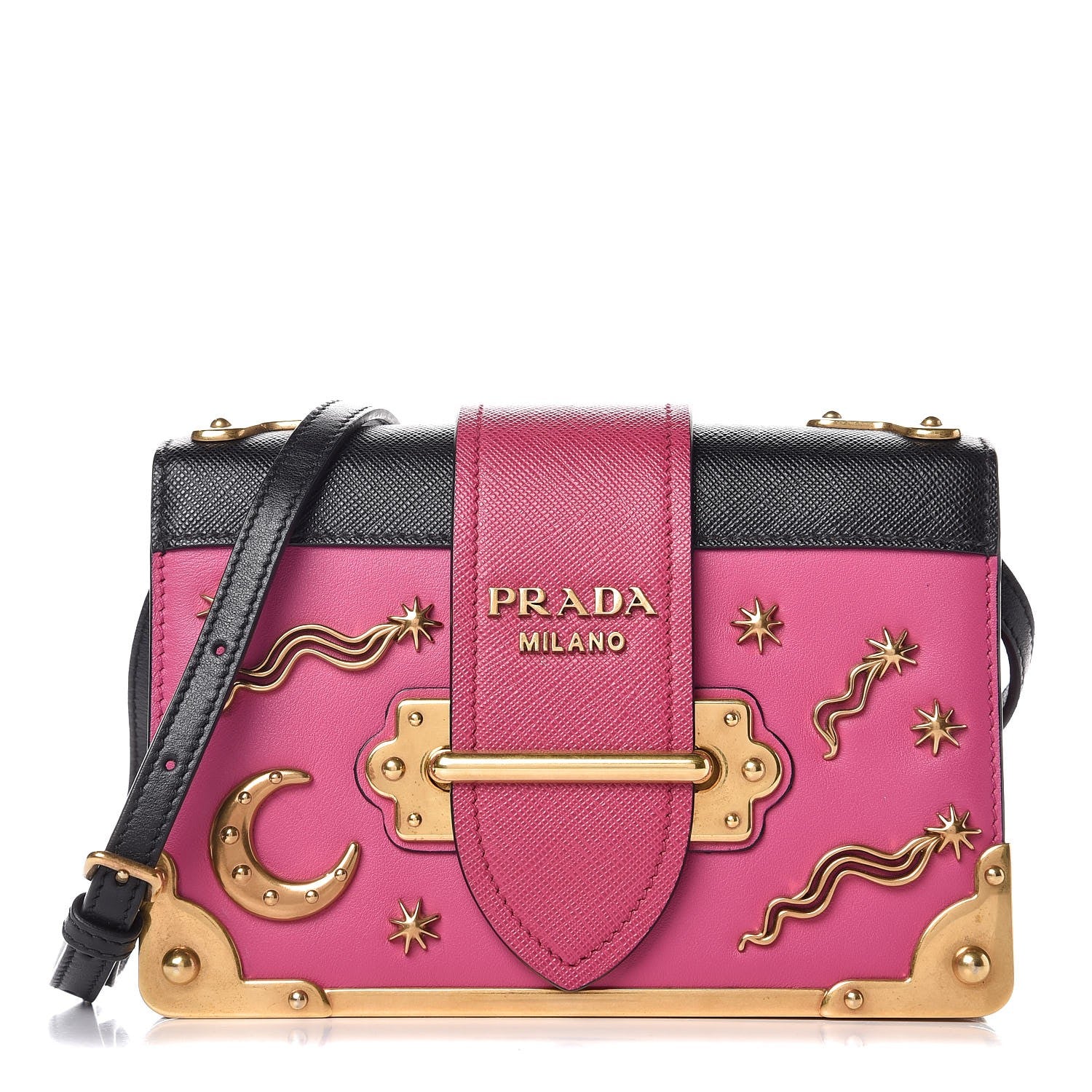 Prada City Calf Saffiano Astrology Cahier Bag Fuxia Black 1 of 7