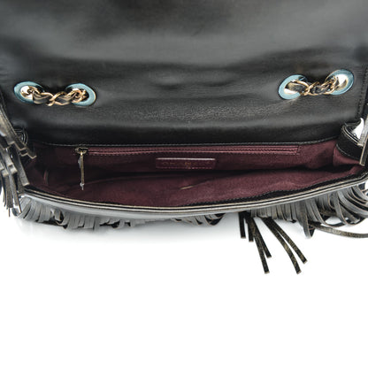 Chanel Metallic Calfskin Quilted Large Into The Fringe Flap Black 5 of 9