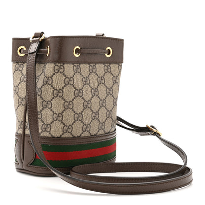 Gucci GG Supreme Monogram Web Mini Ophidia Bucket Bag Brown 3 of 9