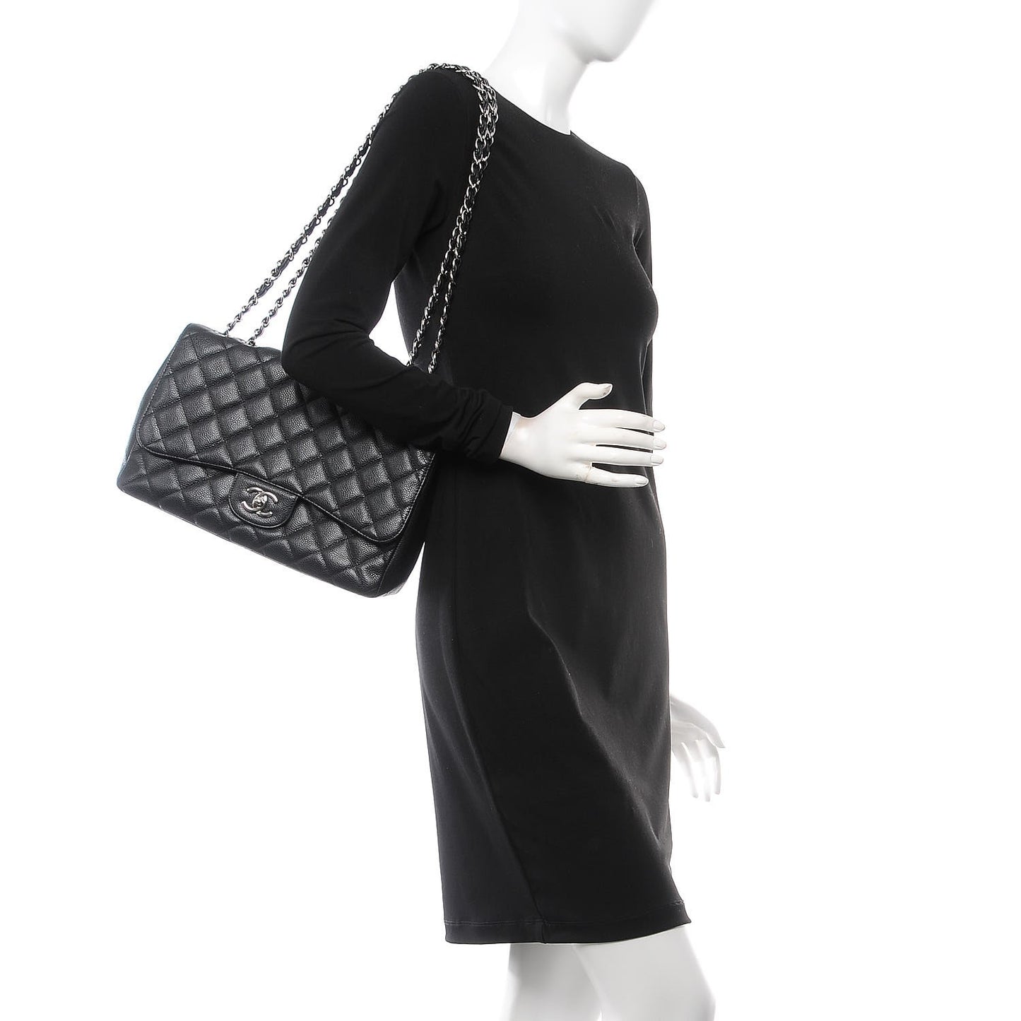 Caviar Quilted Jumbo Single Flap Black