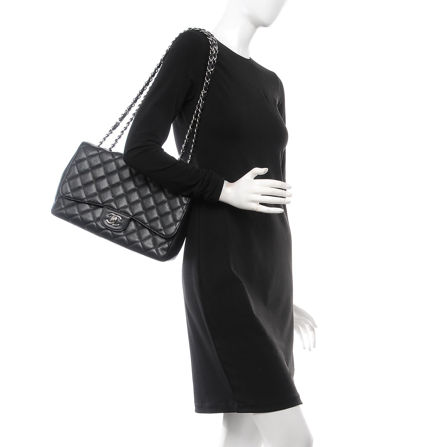 Chanel Caviar Quilted Jumbo Single Flap Black 2 of 10