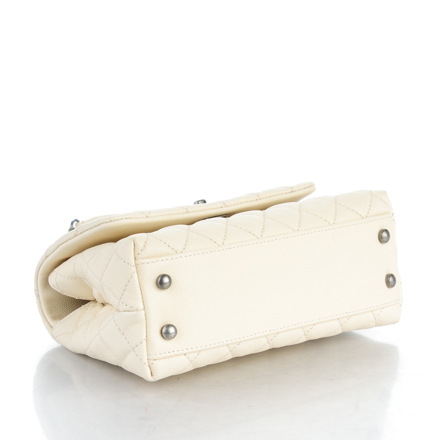 Chanel Caviar Lizard Quilted Mini Coco Handle Flap White 4 of 8