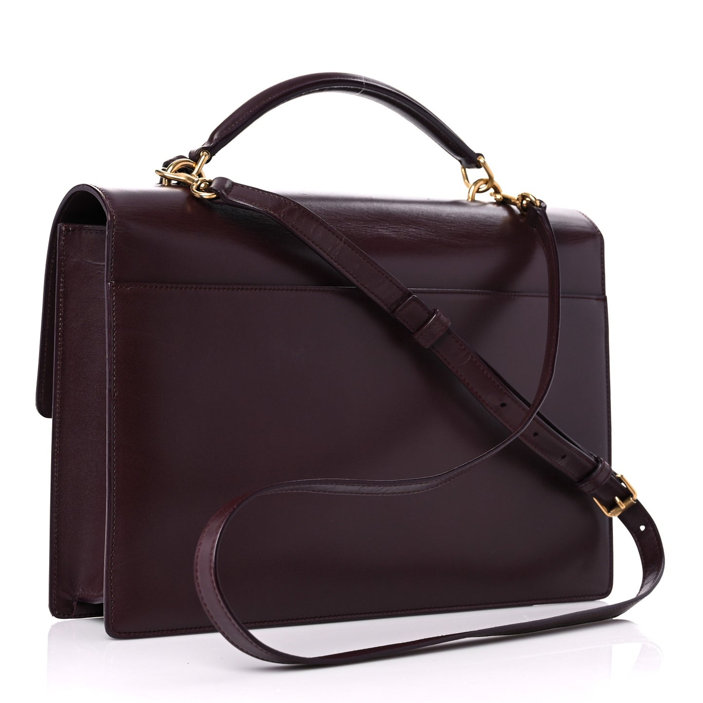 Calfskin Large Highschool Satchel Burgundy