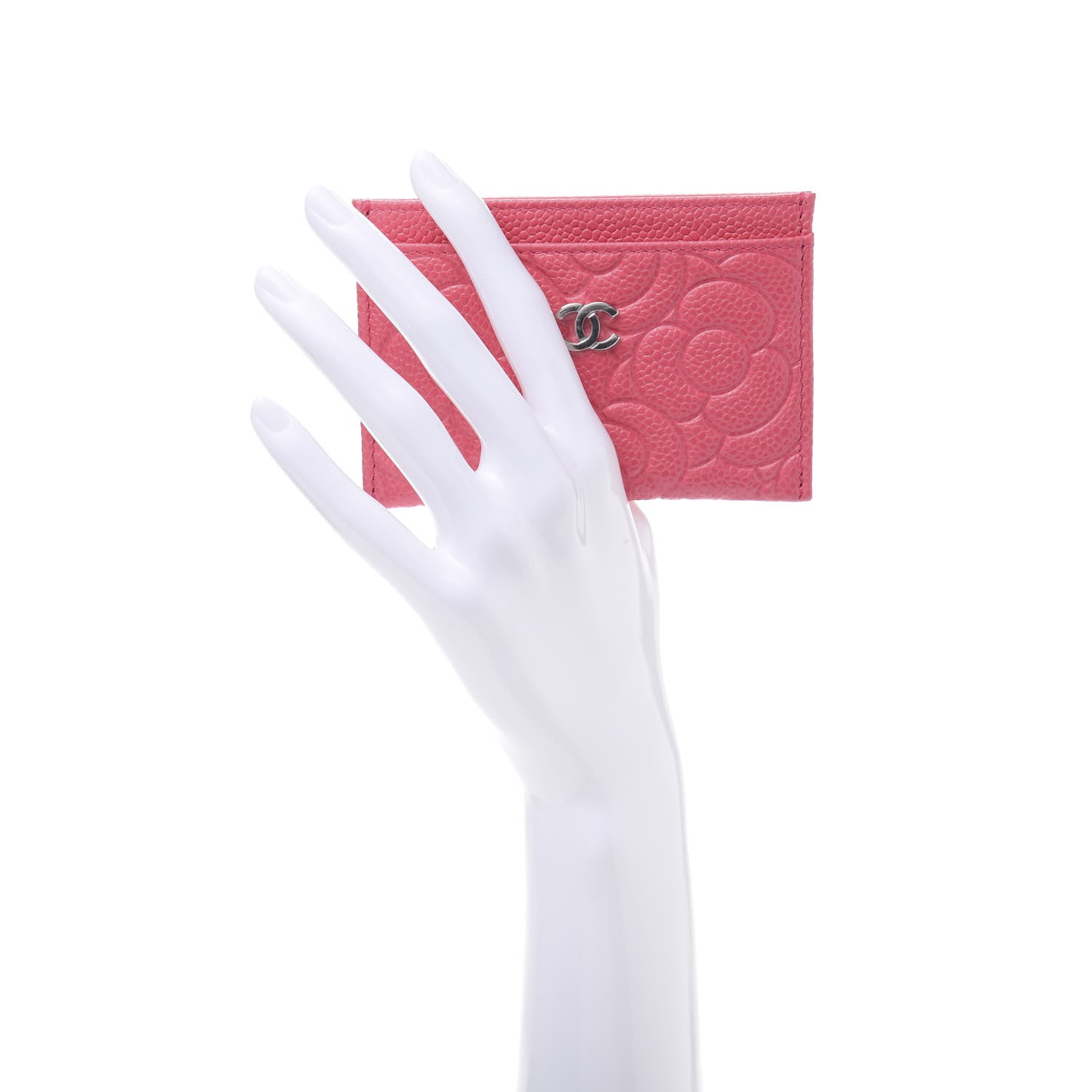 Chanel Caviar Camellia Embossed Card Holder Pink 2 of 11
