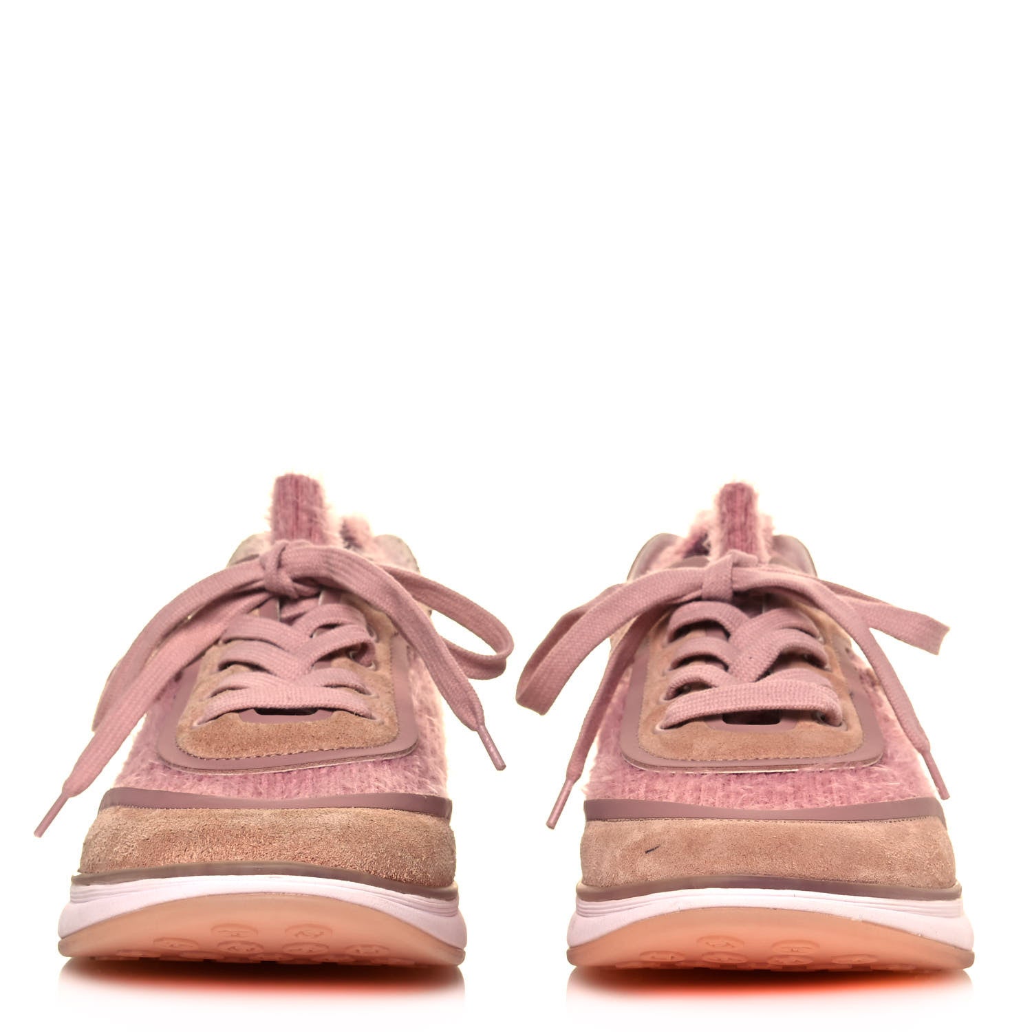 Chanel Suede Calfskin Stretch Fabric CC Sneakers 36.5 Pink 2 of 7