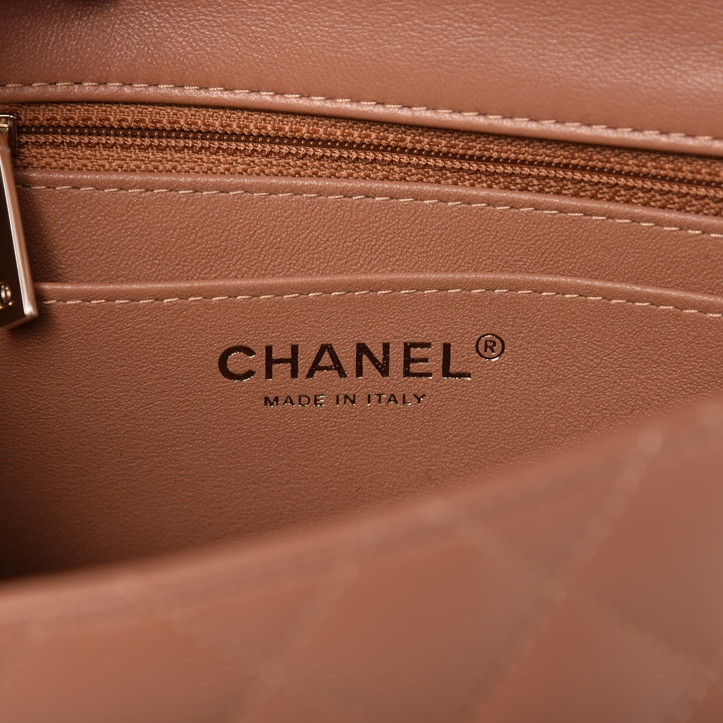 Lambskin Quilted Mini Square Flap Brown