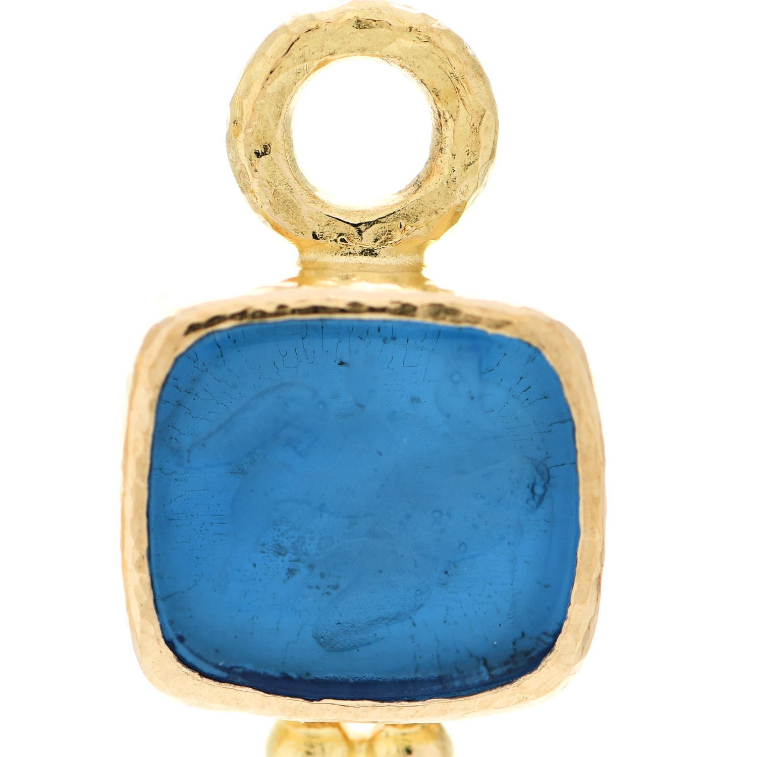 Elizabeth Locke 19K Yellow Gold Venetian Glass Peacock Pegasus Goddess Intaglio Earring Charms 4 of 5