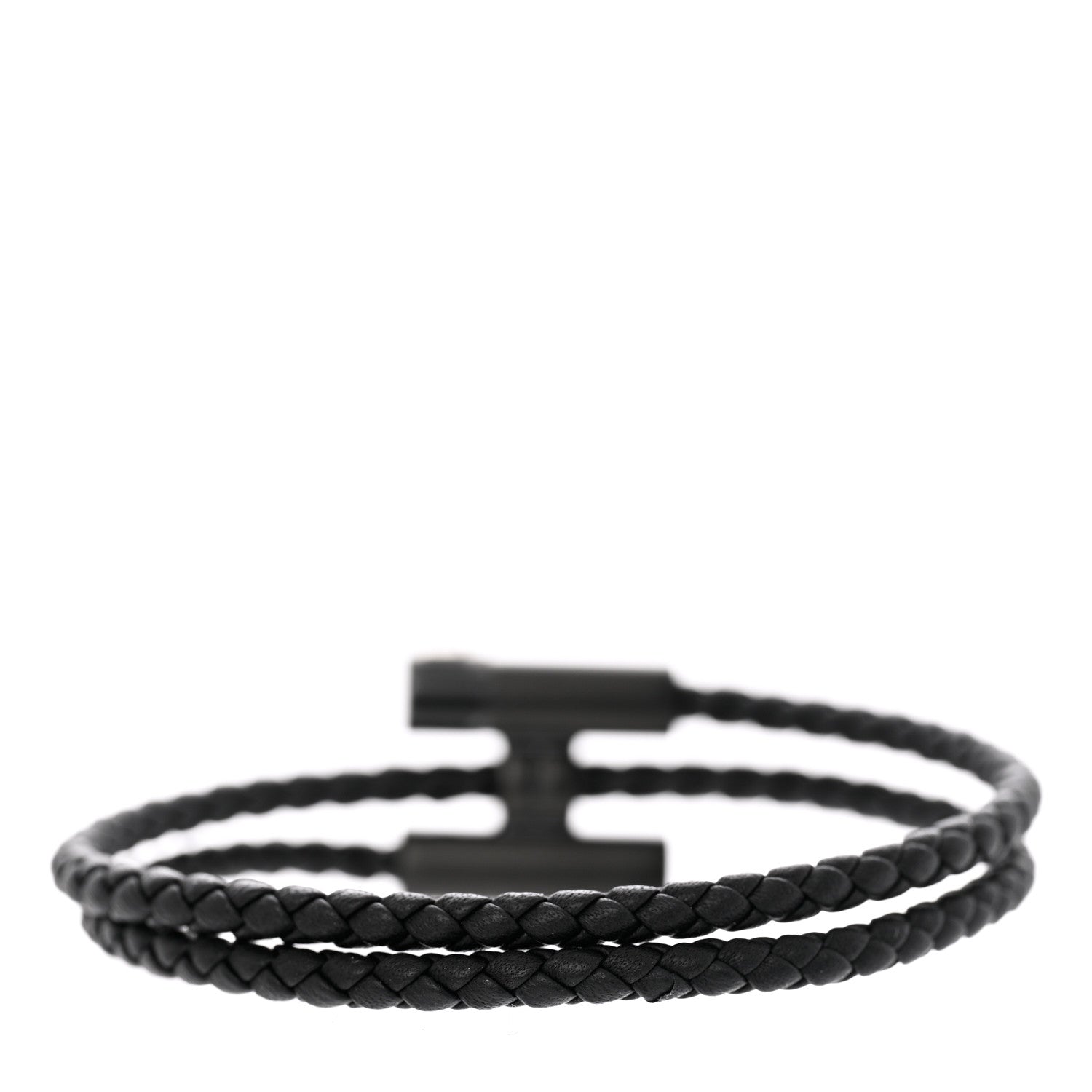 Hermes Swift Double Wrap Cord Tournis Tresse Bracelet T4 Black 3 of 6