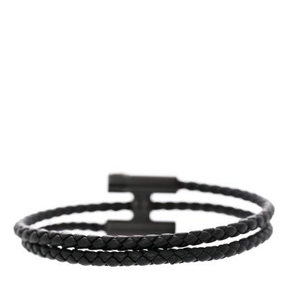 Hermes Swift Double Wrap Cord Tournis Tresse Bracelet T4 Black 3 of 6