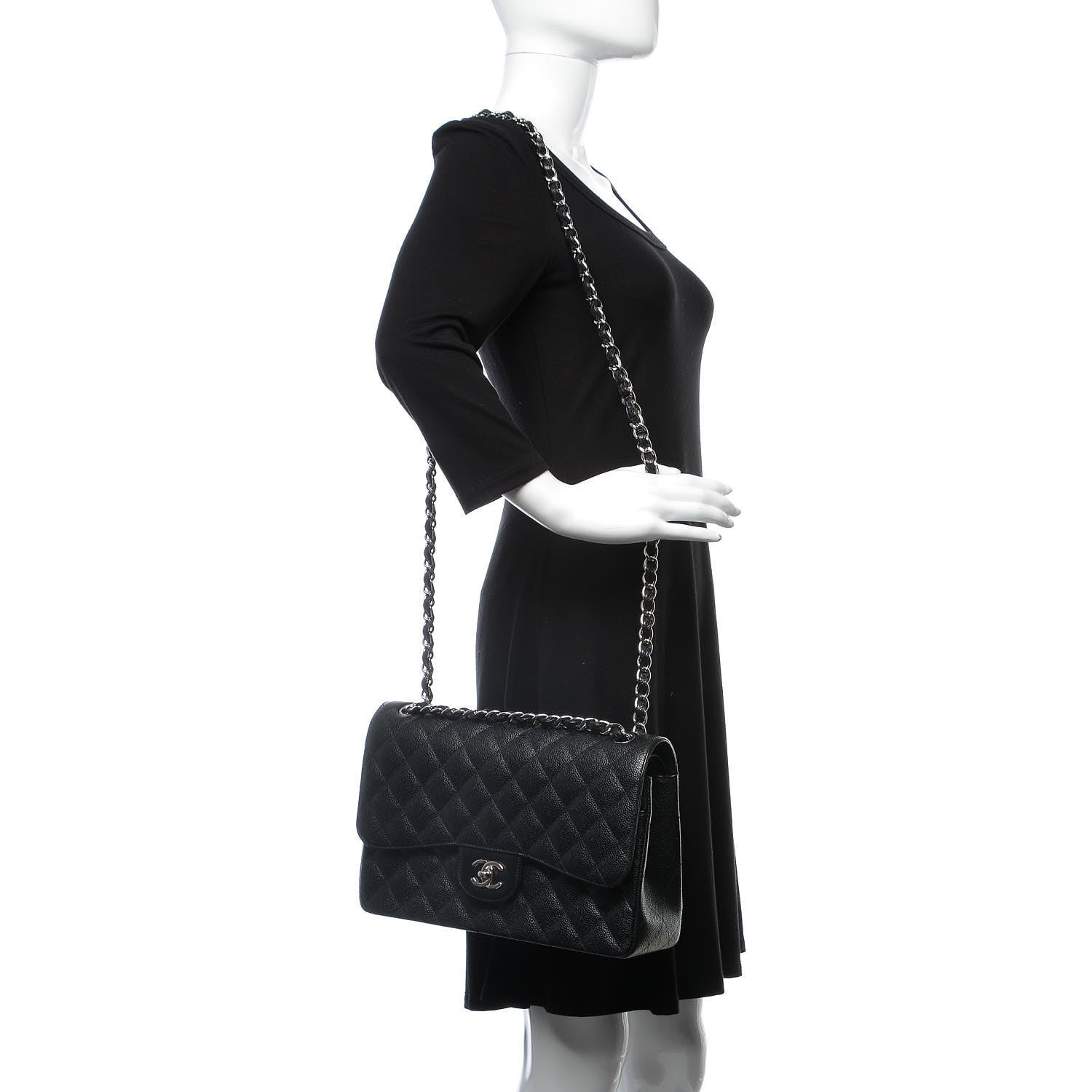 Chanel Caviar Quilted Jumbo Double Flap Black 2 of 12