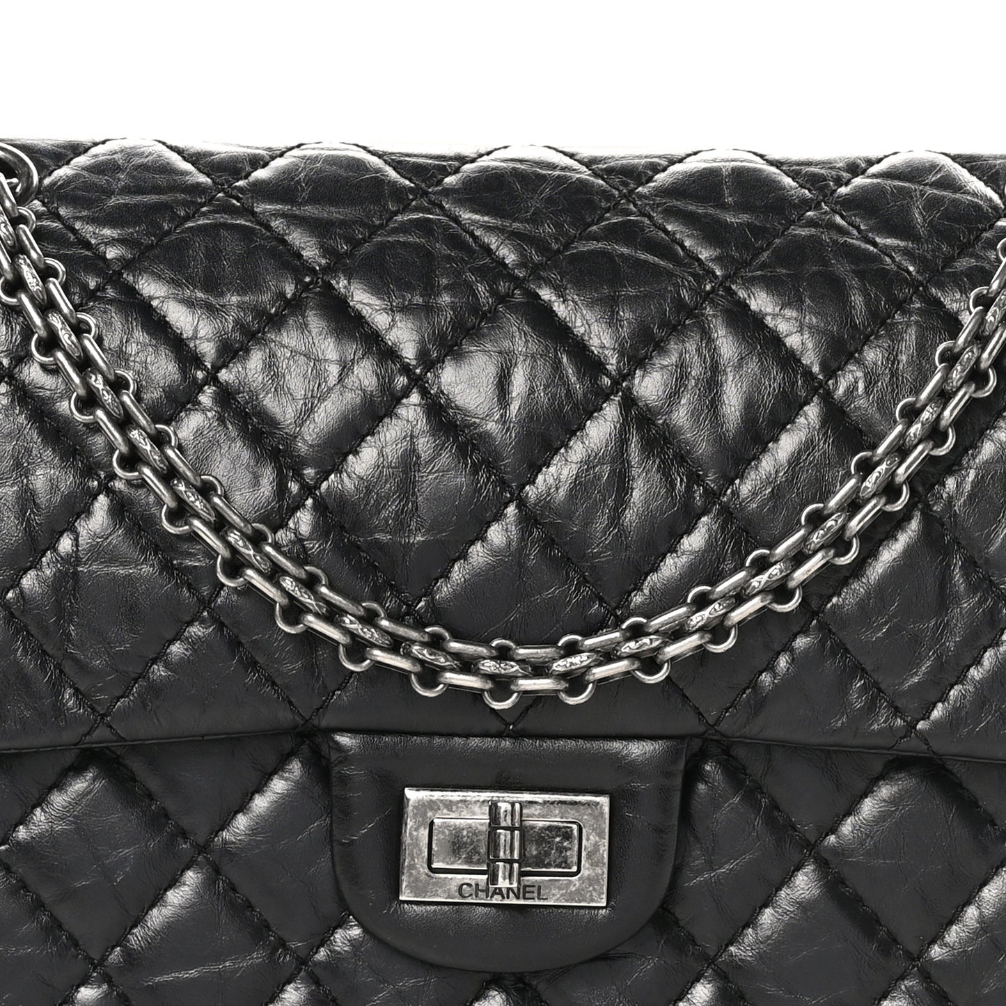 Aged Calfskin Quilted 2.55 Reissue 225 Flap Black