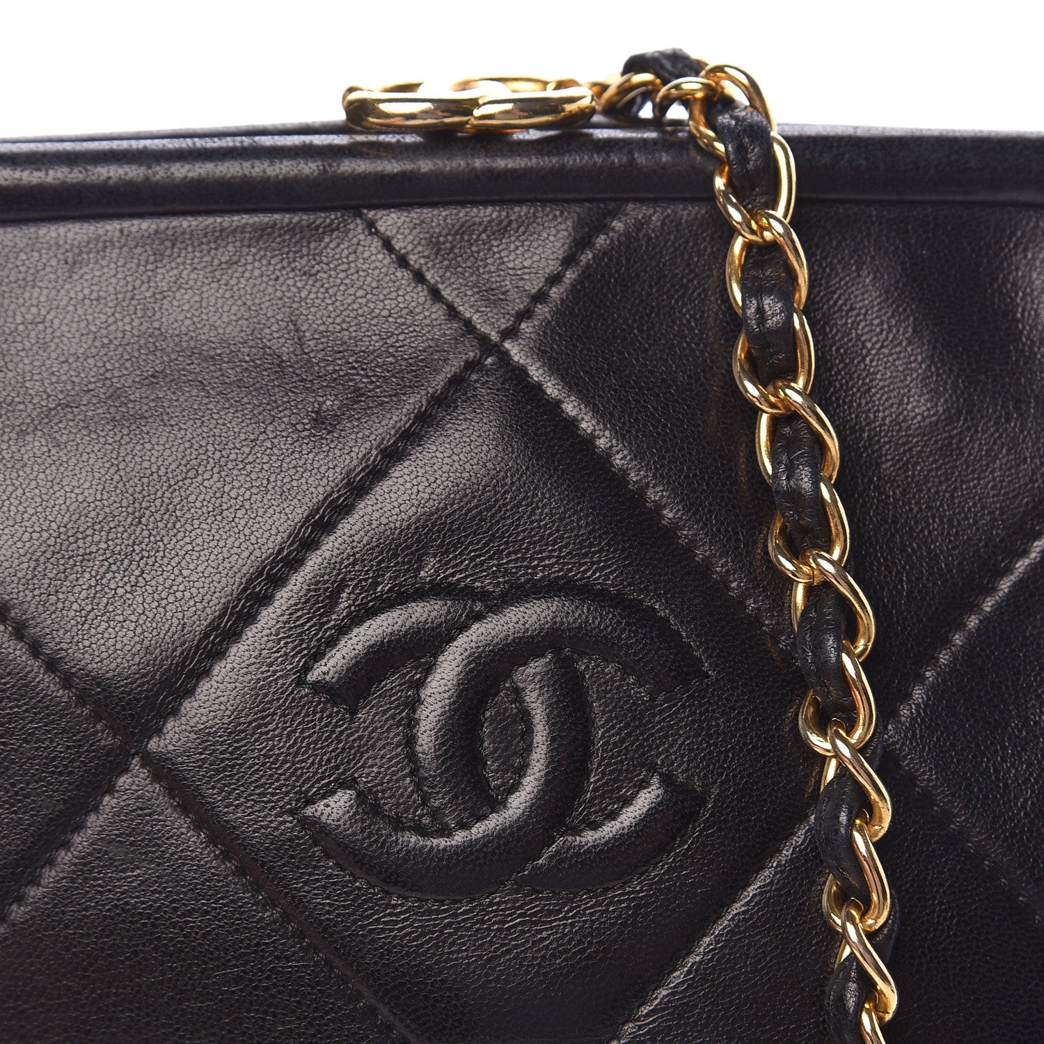 Chanel Lambskin Quilted Tassel Kisslock Evening Bag Black 12 of 12