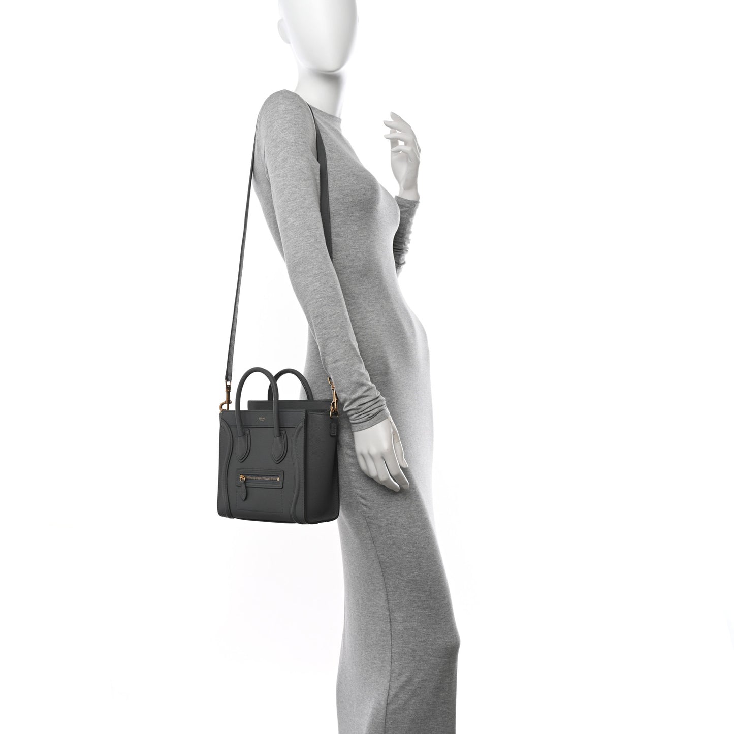 Drummed Calfskin Nano Luggage Kohl