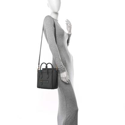 Celine Drummed Calfskin Nano Luggage Kohl 2 of 10