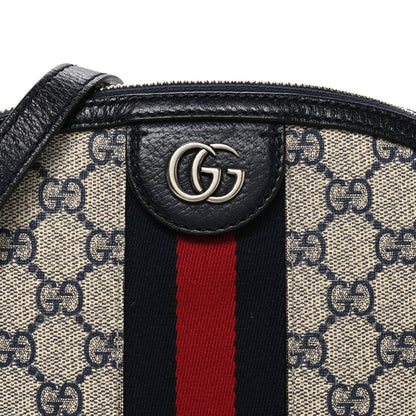 Gucci GG Supreme Monogram Textured Dollar Calfskin Web Small Ophidia Dome Shoulder Bag Beige Blue 8 of 10