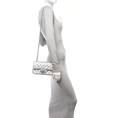 Chanel Metallic Lambskin Quilted Mini Rectangular Flap Silver 2 of 10